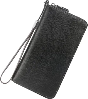 Lavemi Women's RFID Blocking 100% Leather Large Capacity Zip Around Wallet Phone Holder Clutch Travel Purse Wristlet