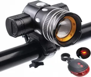 LED Light Bike Bicycle Light USB Rechargeable Headlight Flashlight Waterproof Zoomable Cycling Lamp for Bike