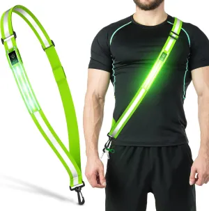 LED Reflective Belt Sash Walking Gear,Safety Lights for Walkers at Night,High Visibility Safety Rechargeable Reflective Running Gear for Men Women Kids Night Dog Walking Gear