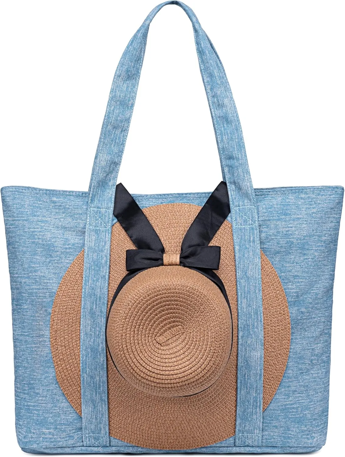 LEDAOU Beach Bags for Women, Beach Bags Waterproof Sandproof, Packable Beach Tote Bag with Zipper Travel Sports
