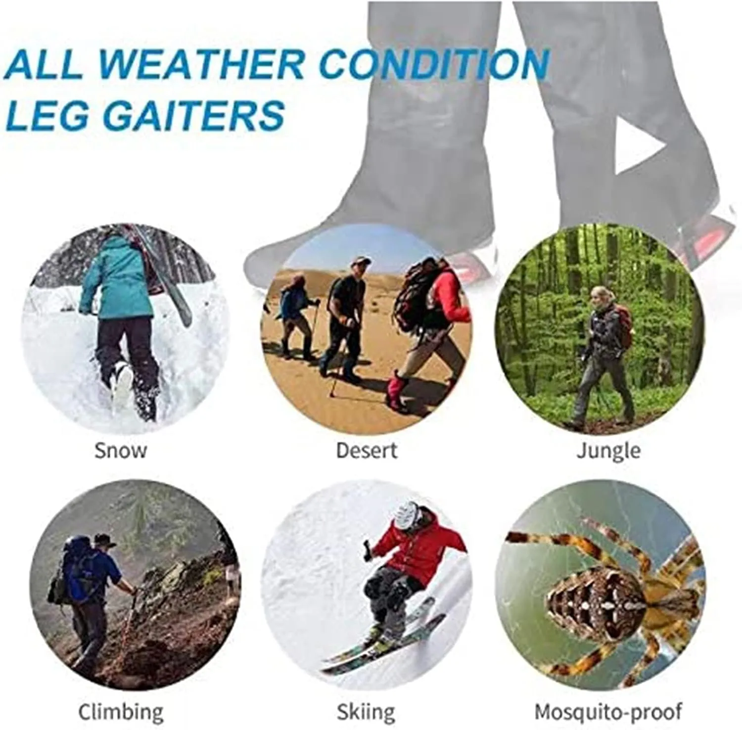 Leg Gaiters, Waterproof and Snake-Proof Hiking Boots, Suitable for Hiking and Desert Jungle Camping Snow Boots Leggings (Color : A, Size : Large)