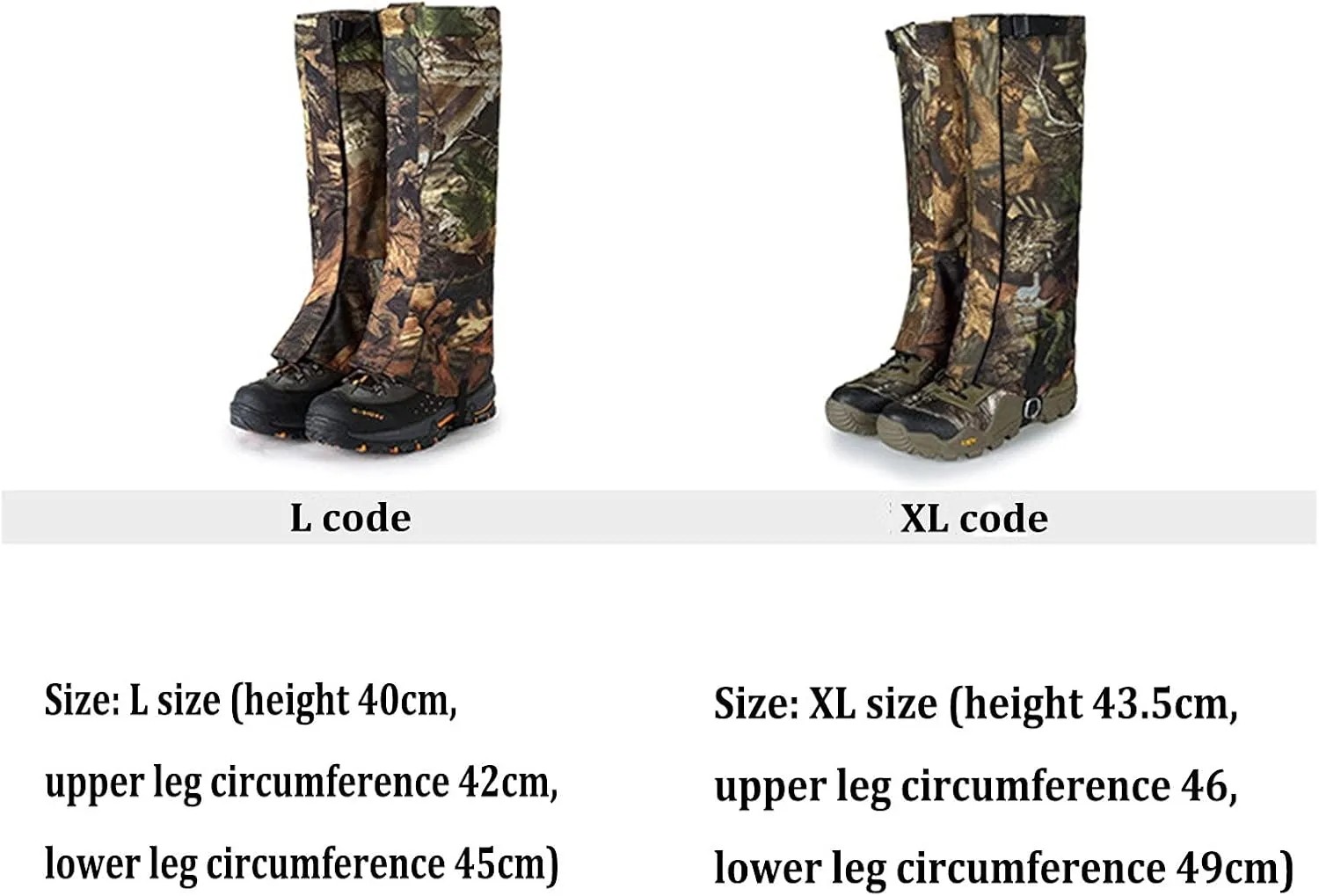 Leg Gaiters, Waterproof and Snake-Proof Hiking Boots, Suitable for Hiking and Desert Jungle Camping Snow Boots Leggings (Color : A, Size : Large)