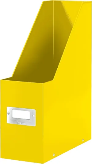 Leitz Magazine File Holder, A4, Cardboard Document Storage Box with Label, Foldable, for Home, Office & School, Click and Store Range 60470016 - Yellow