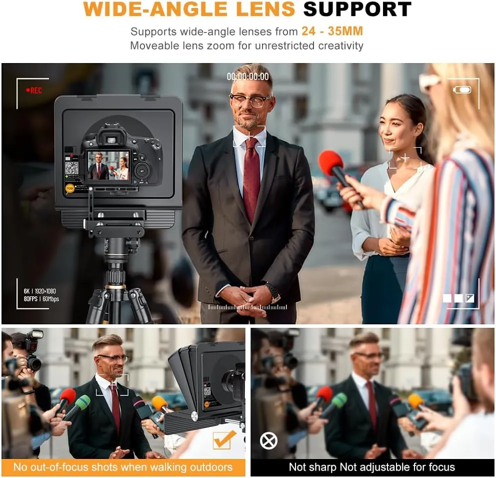 LENSGO Teleprompter 7.9'' for iPhone Smartphone DSLR/SLR Cameras with Remote Control APP Compatible with iOS/Android for YouTube/Interview/Online Teaching/Live Streaming