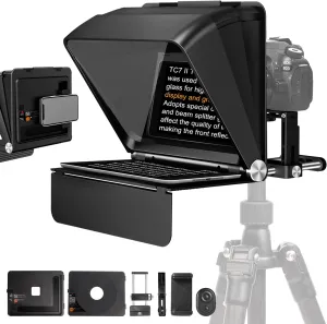 LENSGO Teleprompter 7.9'' for iPhone Smartphone DSLR/SLR Cameras with Remote Control APP Compatible with iOS/Android for YouTube/Interview/Online Teaching/Live Streaming