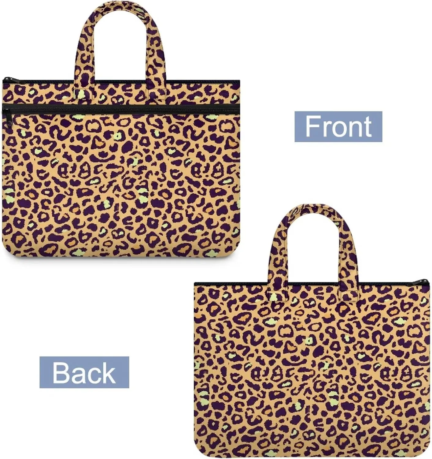 Leopard Canvas Document Pouch Equipped with Smooth Zipper Handles & Multiple Zipper Protect Documents Reinforced Compartments Classify & Manage Documents