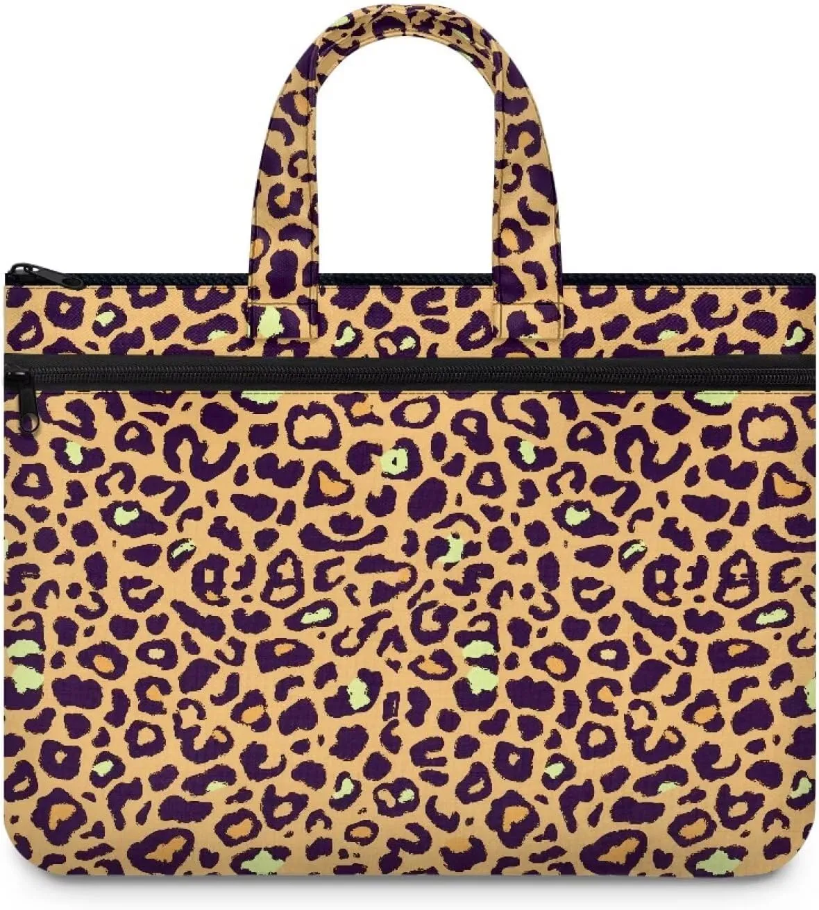 Leopard Canvas Document Pouch Equipped with Smooth Zipper Handles & Multiple Zipper Protect Documents Reinforced Compartments Classify & Manage Documents