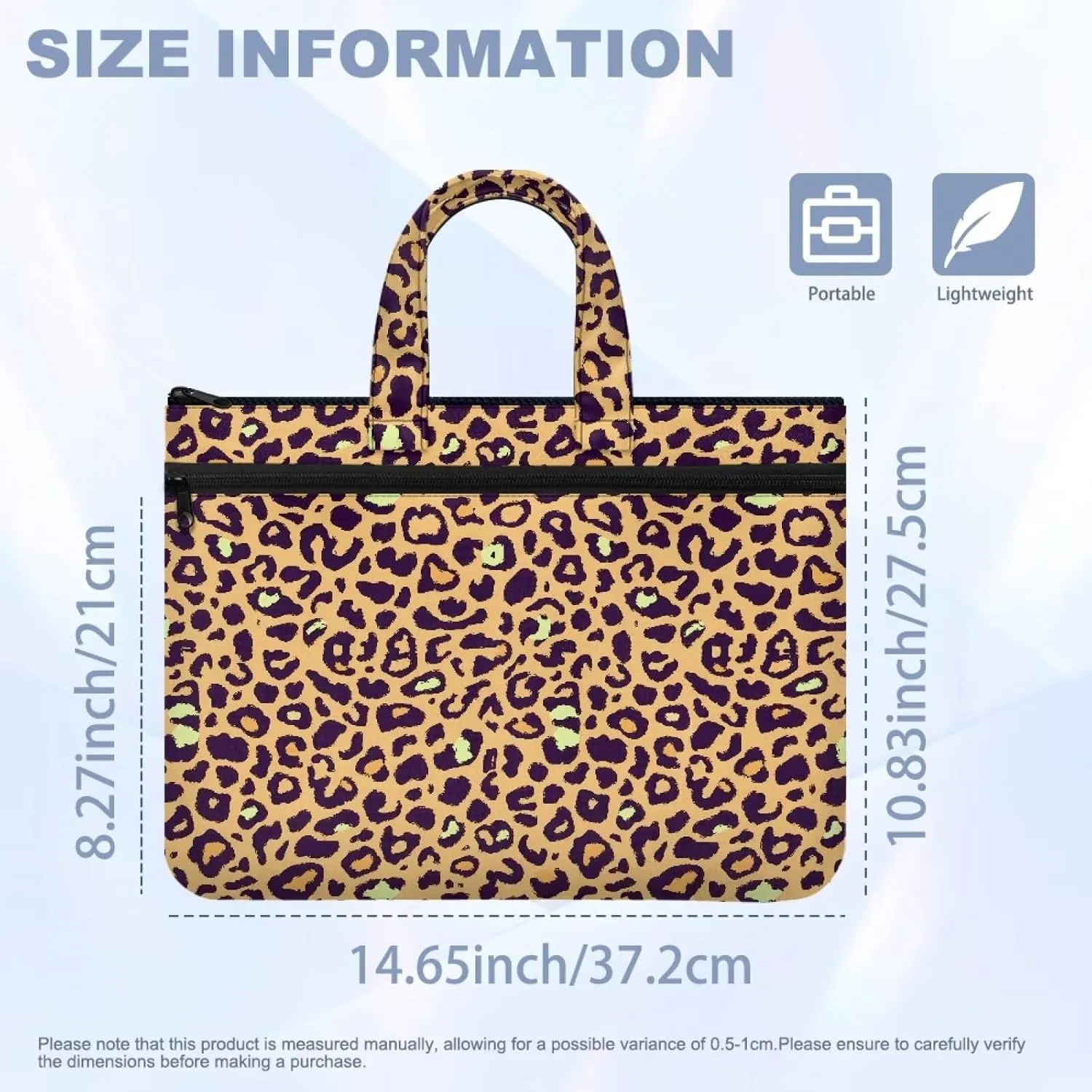 Leopard Canvas Document Pouch Equipped with Smooth Zipper Handles & Multiple Zipper Protect Documents Reinforced Compartments Classify & Manage Documents