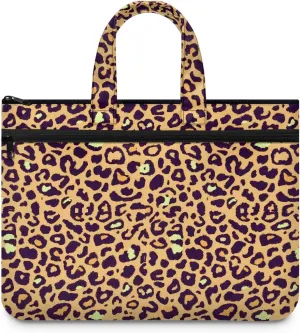 Leopard Canvas Document Pouch Equipped with Smooth Zipper Handles & Multiple Zipper Protect Documents Reinforced Compartments Classify & Manage Documents