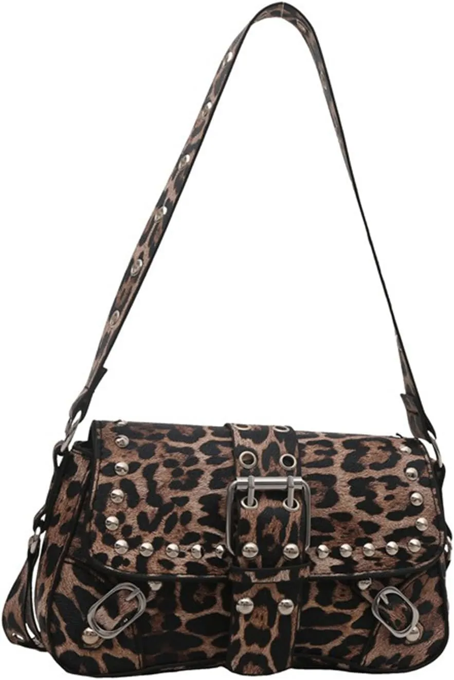 Leopard Print Crossbody Purse for Women with Adjustable Strap Y2K Cheetah Print Handbag for Daily Party Use
