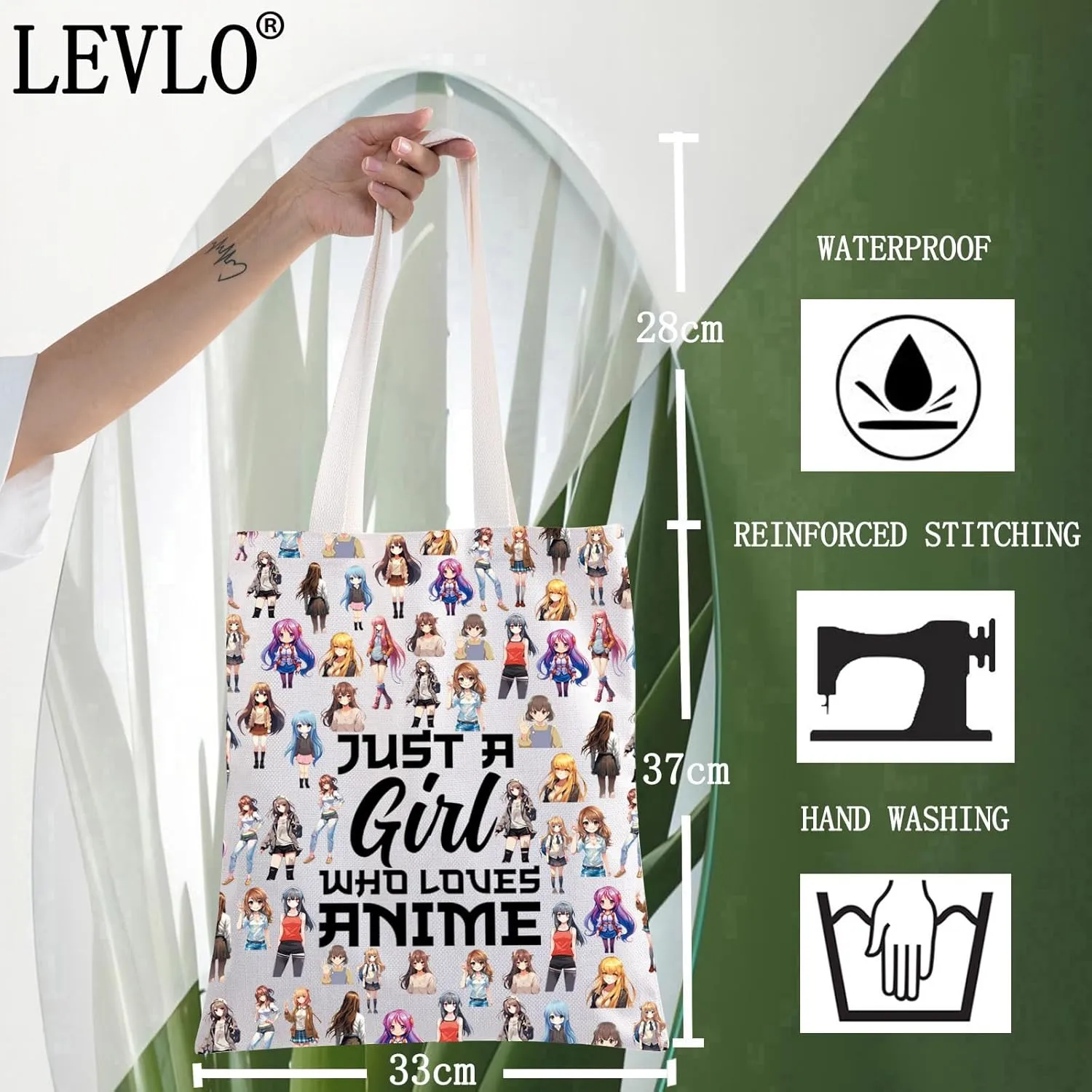 LEVLO Anime Fans Make up Bag Anime Lover Gift Anime Cosmetic Make up Bag For Women Cartoon Anime Makeup Bag (Love Animes Full Tote)