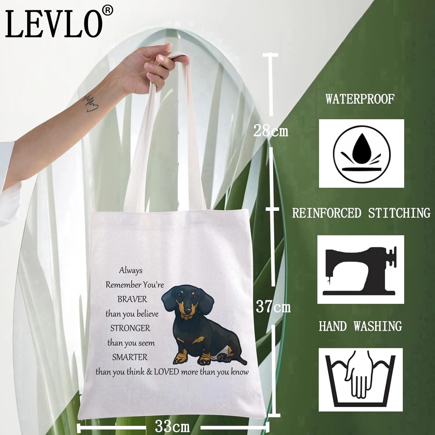 LEVLO Dachshund Dog Cosmetic Make up Bag Dachshund Lover Gift Dachshund Makeup Zipper Pouch Bag For Dogs Owner Dachshund Mom(Dachshund Dog Tote)