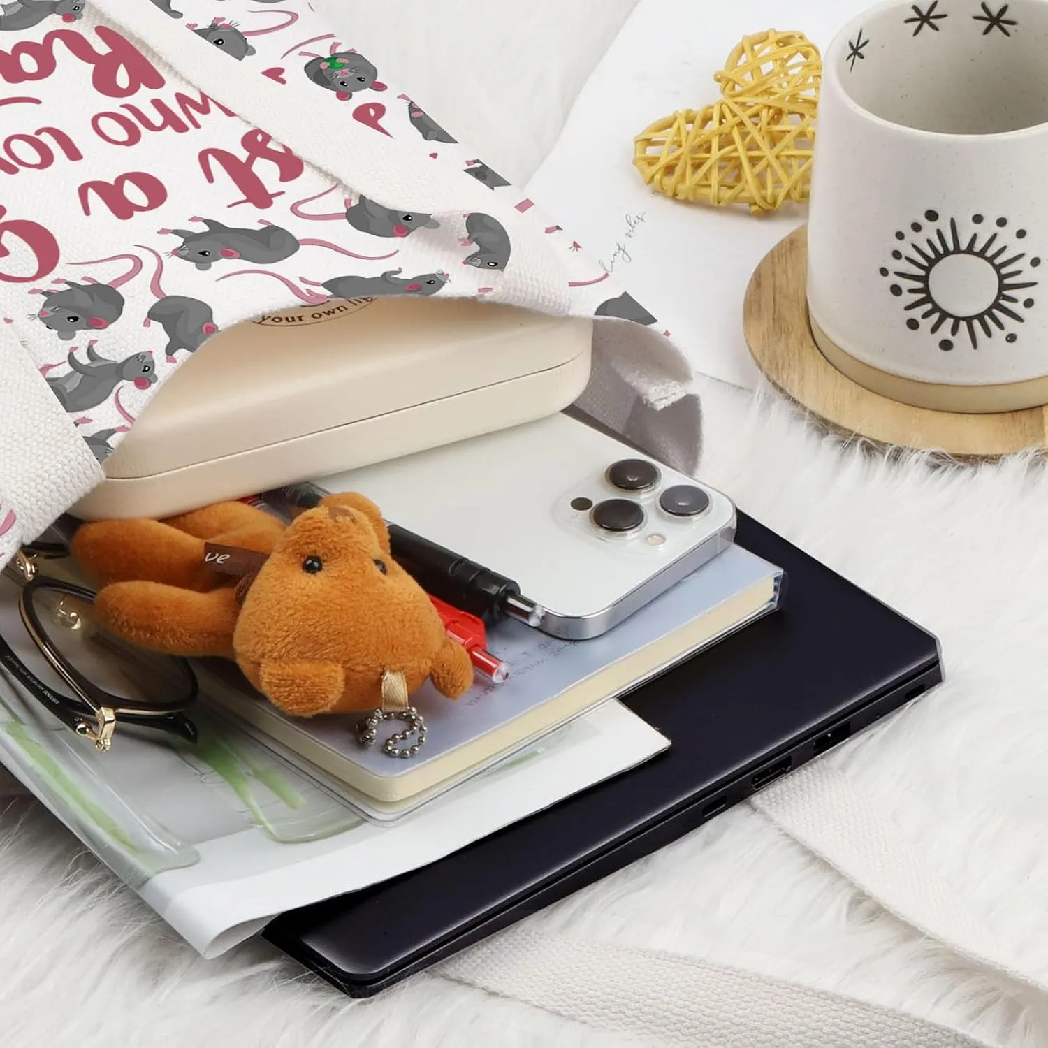 LEVLO Funny Rat Cosmetic Bag - Animal Lover Gift for Women & Girls (Rat Lover Makeup Zipper Pouch)