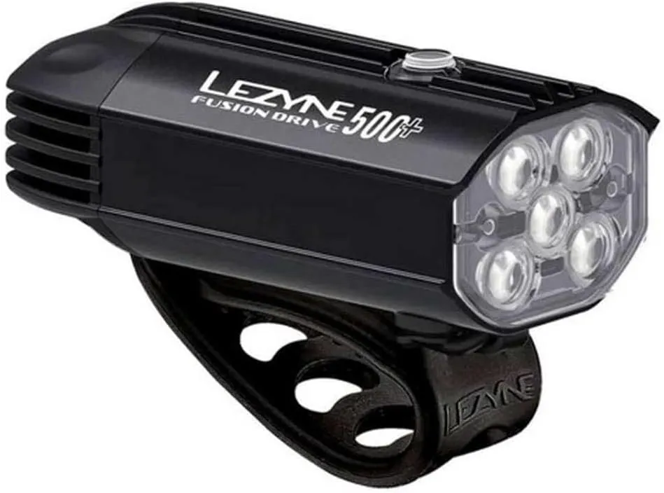 LEZYNE Fusion Drive Front Bicycle Light - Durable IPX7 Waterproof USB-C Rechargeable LED Bike Headlight with 3 Solid & 3 Flash Modes - Integrated Silicone Rubber Strap Mount - 500/600 Lumen Options