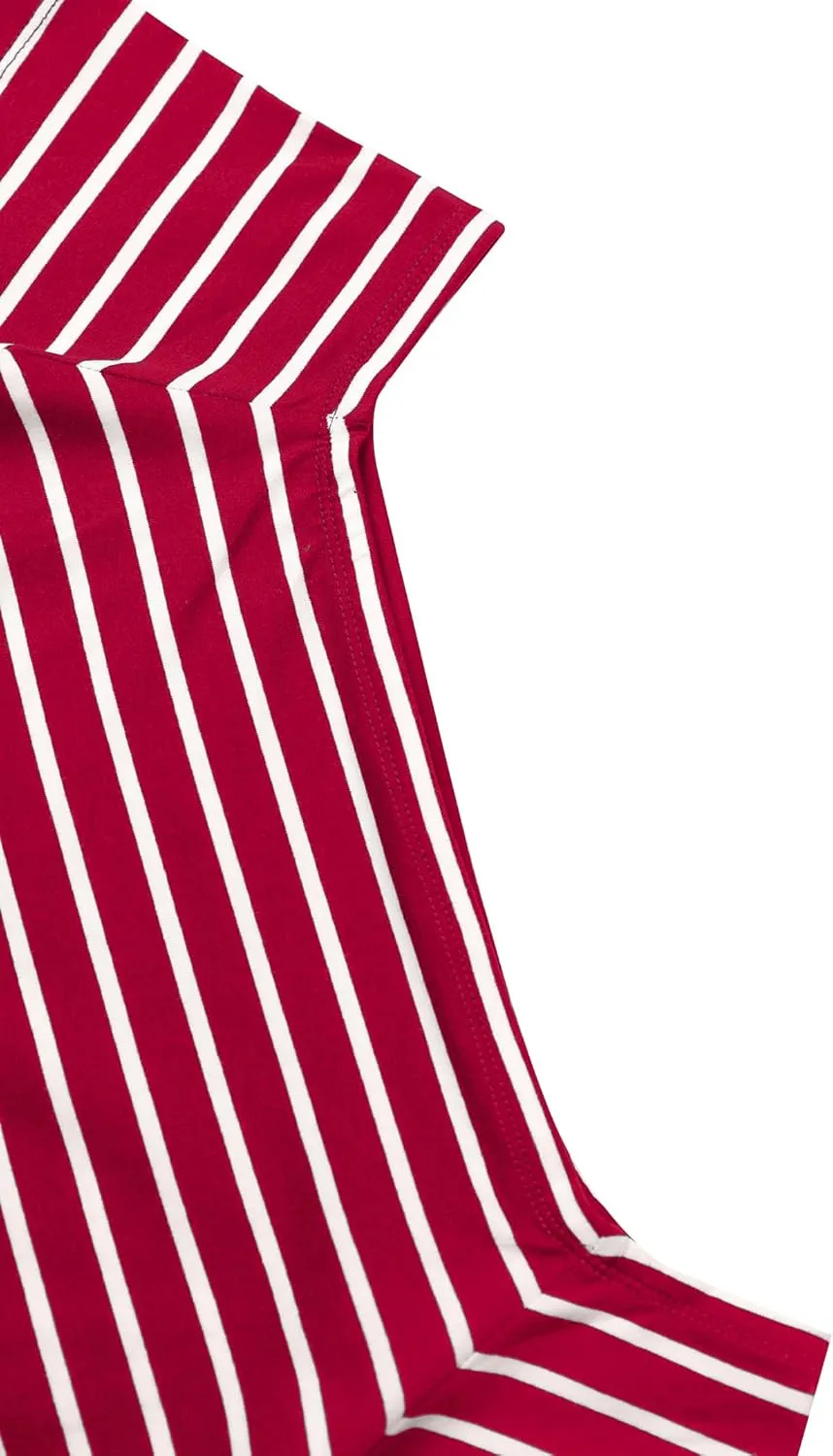 LilyCoco Striped Off The Shoulder Tops for Women Short Sleeve Sexy Fitted Pirate Shirt