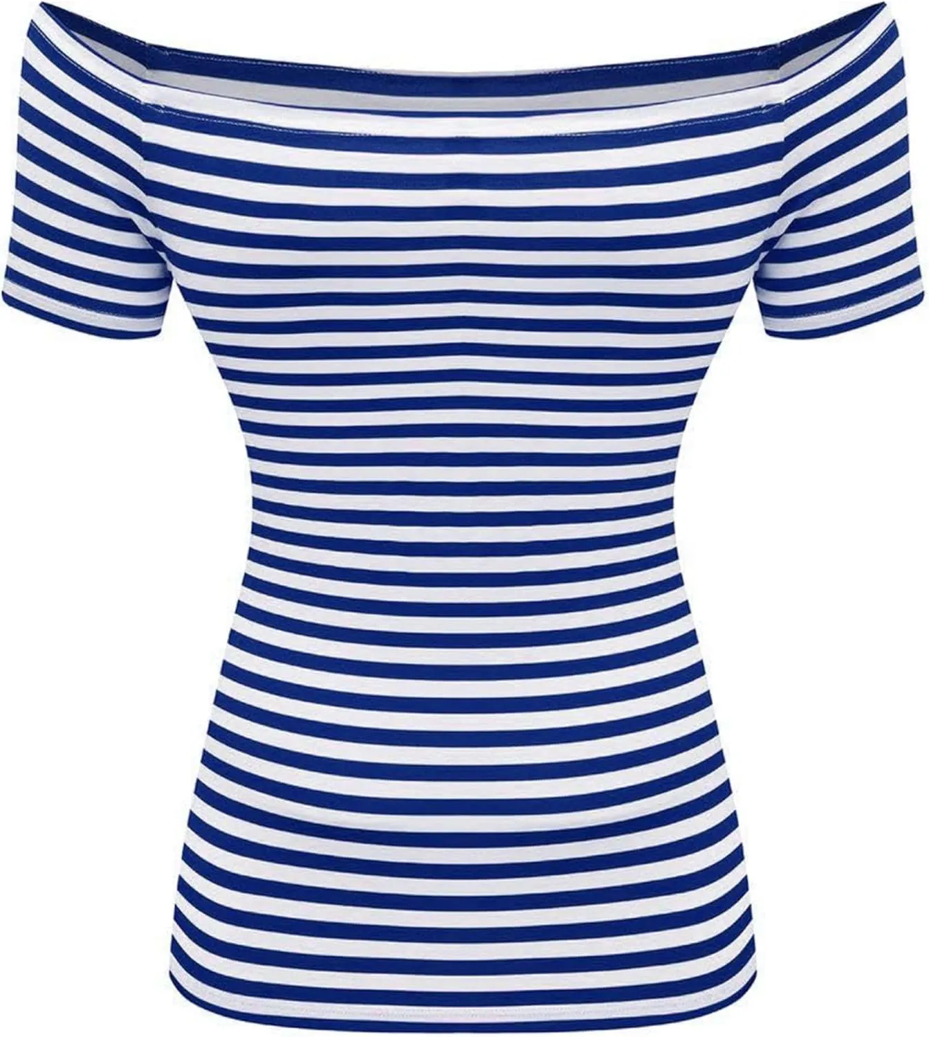 LilyCoco Striped Off The Shoulder Tops for Women Short Sleeve Sexy Fitted Pirate Shirt