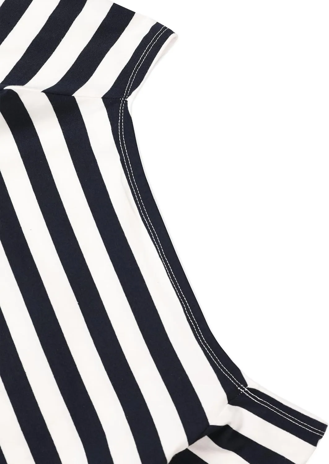LilyCoco Striped Off The Shoulder Tops for Women Short Sleeve Sexy Fitted Pirate Shirt