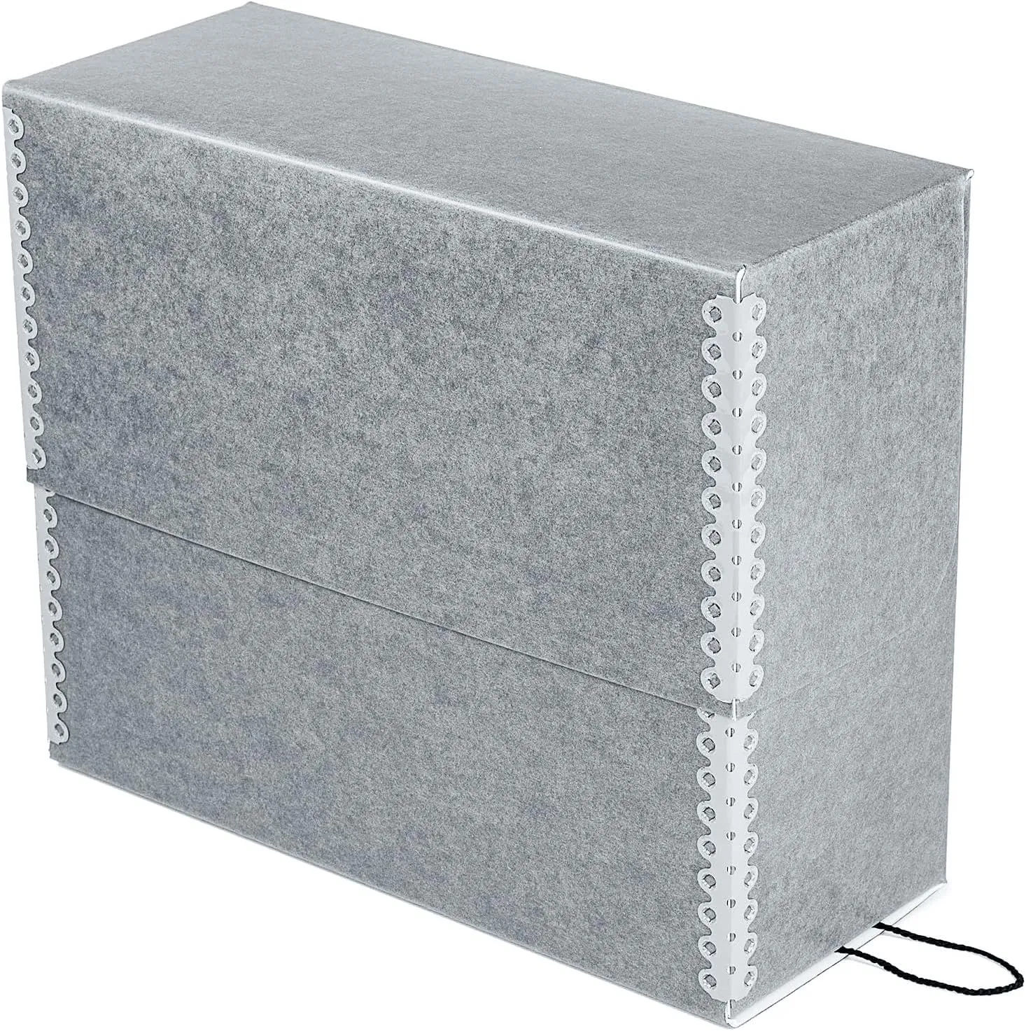 Lineco, Archival Document Storage Box with Metal Edge, Acid-Free Gray Boxboard, Organize Prints, Photos, Letter-Sized Case 12.5" x 10.5" x 5" Wide with 12 Files Folders, Pack of 2