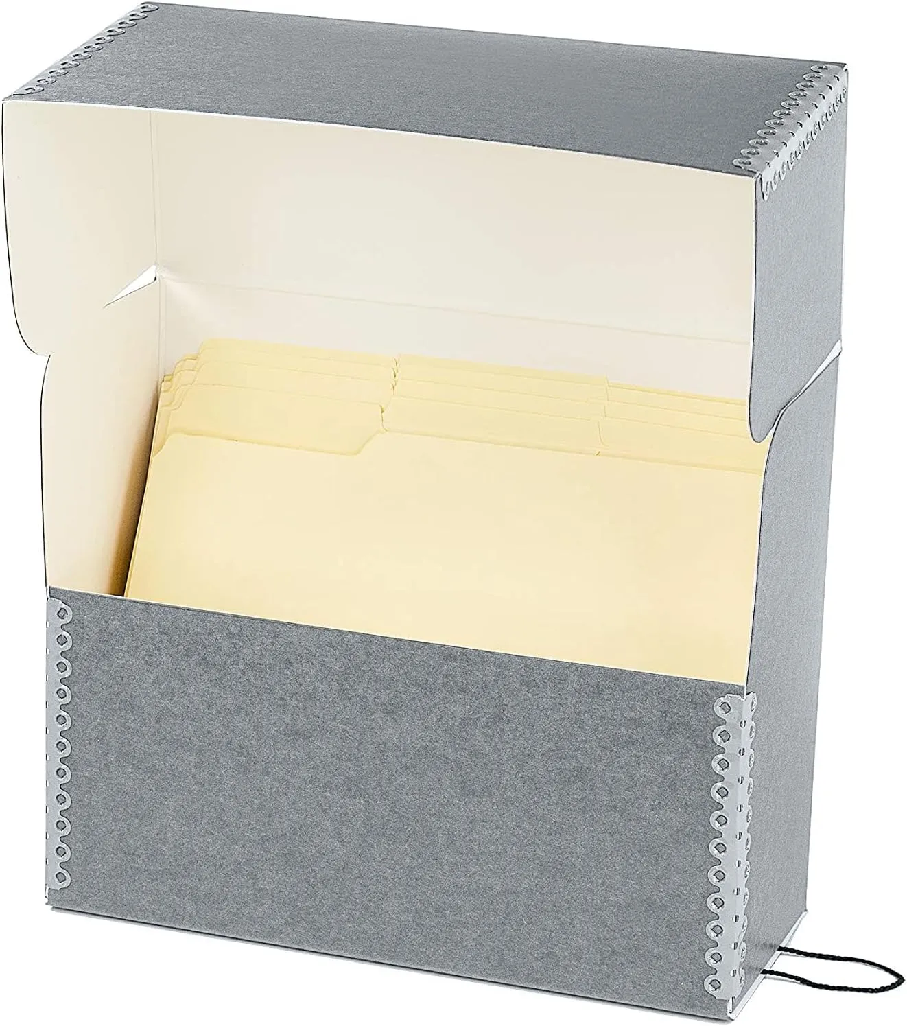 Lineco, Archival Document Storage Box with Metal Edge, Acid-Free Gray Boxboard, Organize Prints, Photos, Letter-Sized Case 12.5" x 10.5" x 5" Wide with 12 Files Folders, Pack of 2