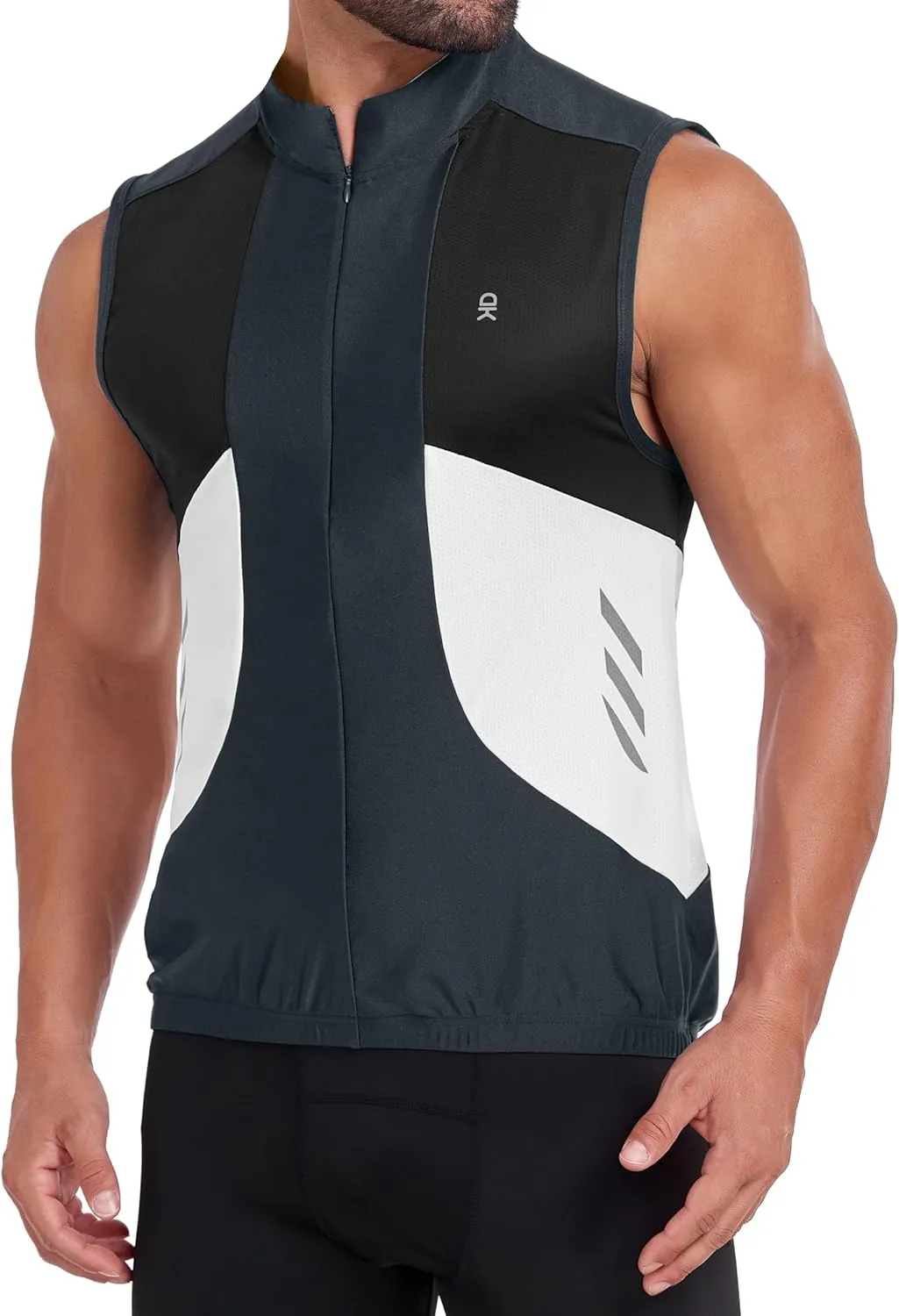 Little Donkey Andy Men's Half Zip Breathable Cycling Vests Reflective Sleeveless Jerseys Lightweight Bicycle Running