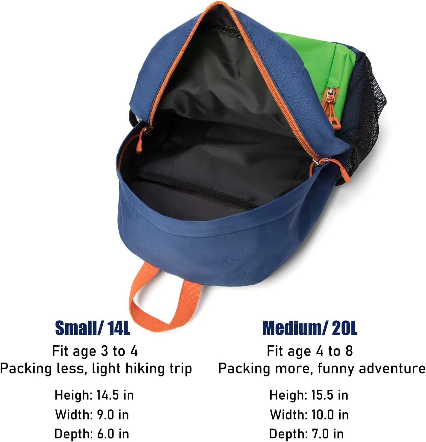Little Kids Hiking Backpack, Toddler Backpack for Boys or Girls, Ideal for a Day Outdoor Adventures (Green, Kids - Medium)