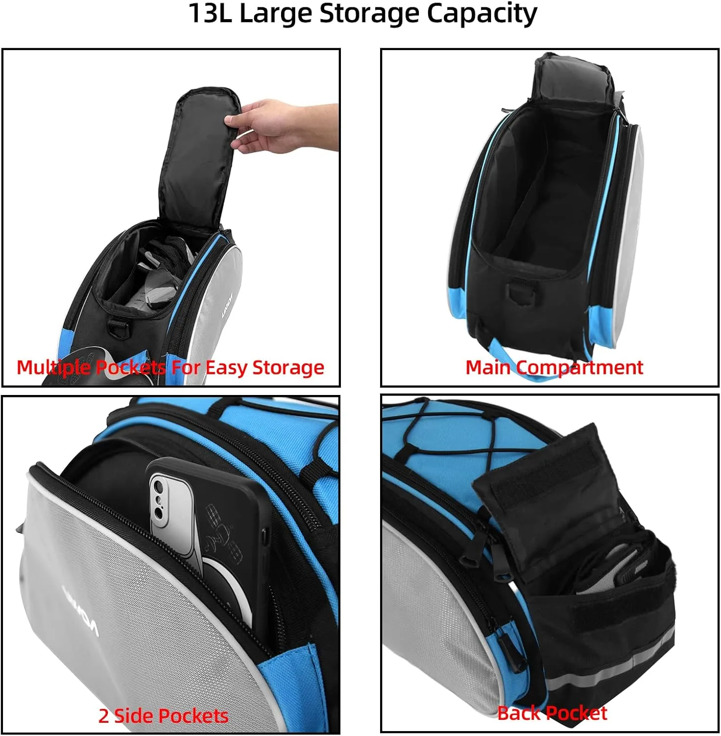 Lixada Bicycle Back Pannier Bag Bicycle Back Seat Bag Saddle Bag Shoulder Bag for Mountain Bike Cycling Outdoor