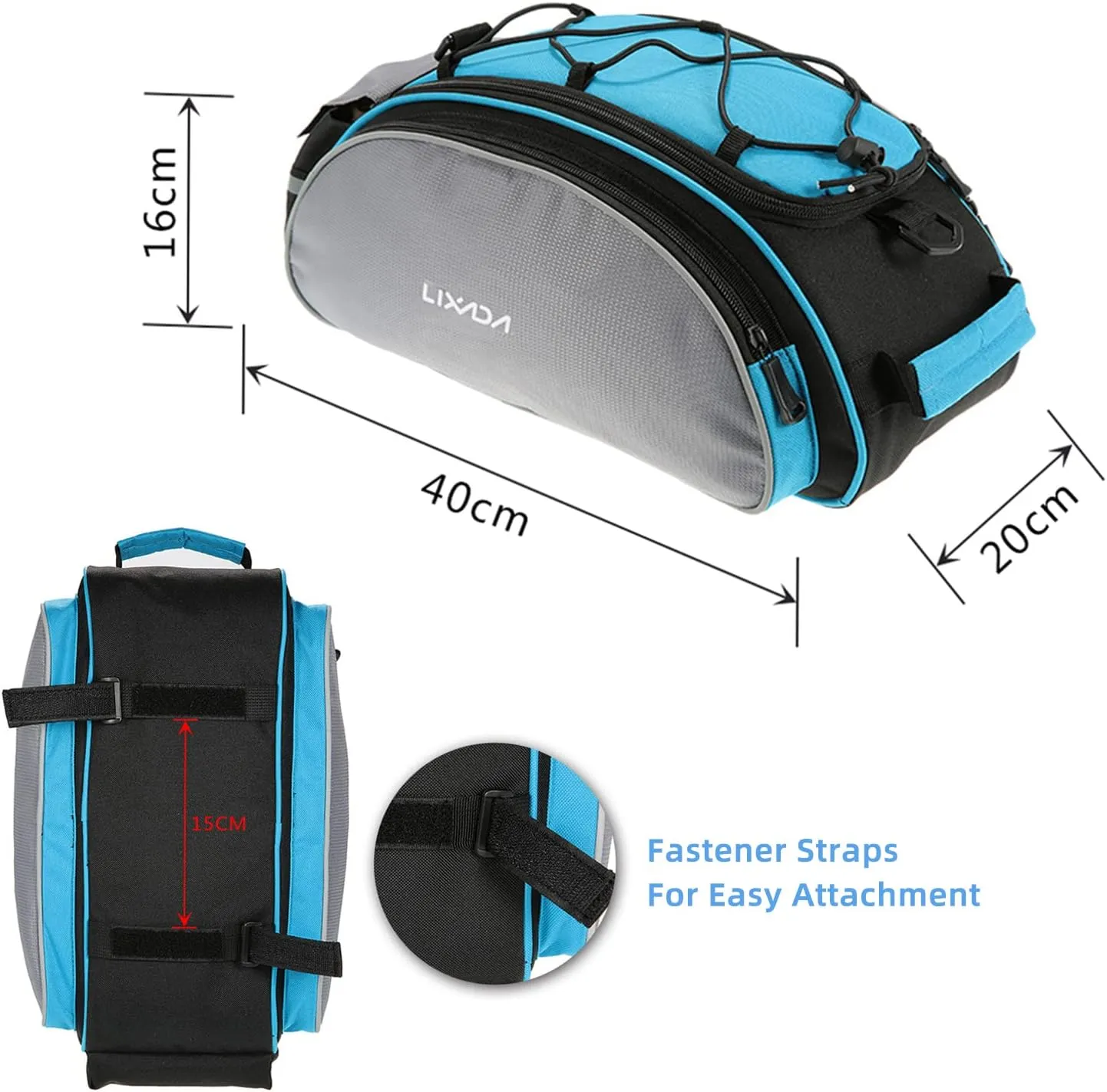 Lixada Bicycle Back Pannier Bag Bicycle Back Seat Bag Saddle Bag Shoulder Bag for Mountain Bike Cycling Outdoor