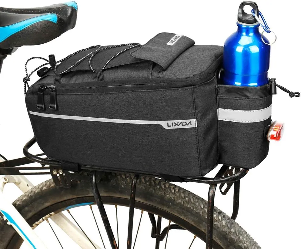 Lixada Bicycle Pannier Bag with Rain Cover, Bicycle Seat Multifunctional Insulated Trunk Cooler Bag, Shoulder Bag, 29 * 16 * 17cm