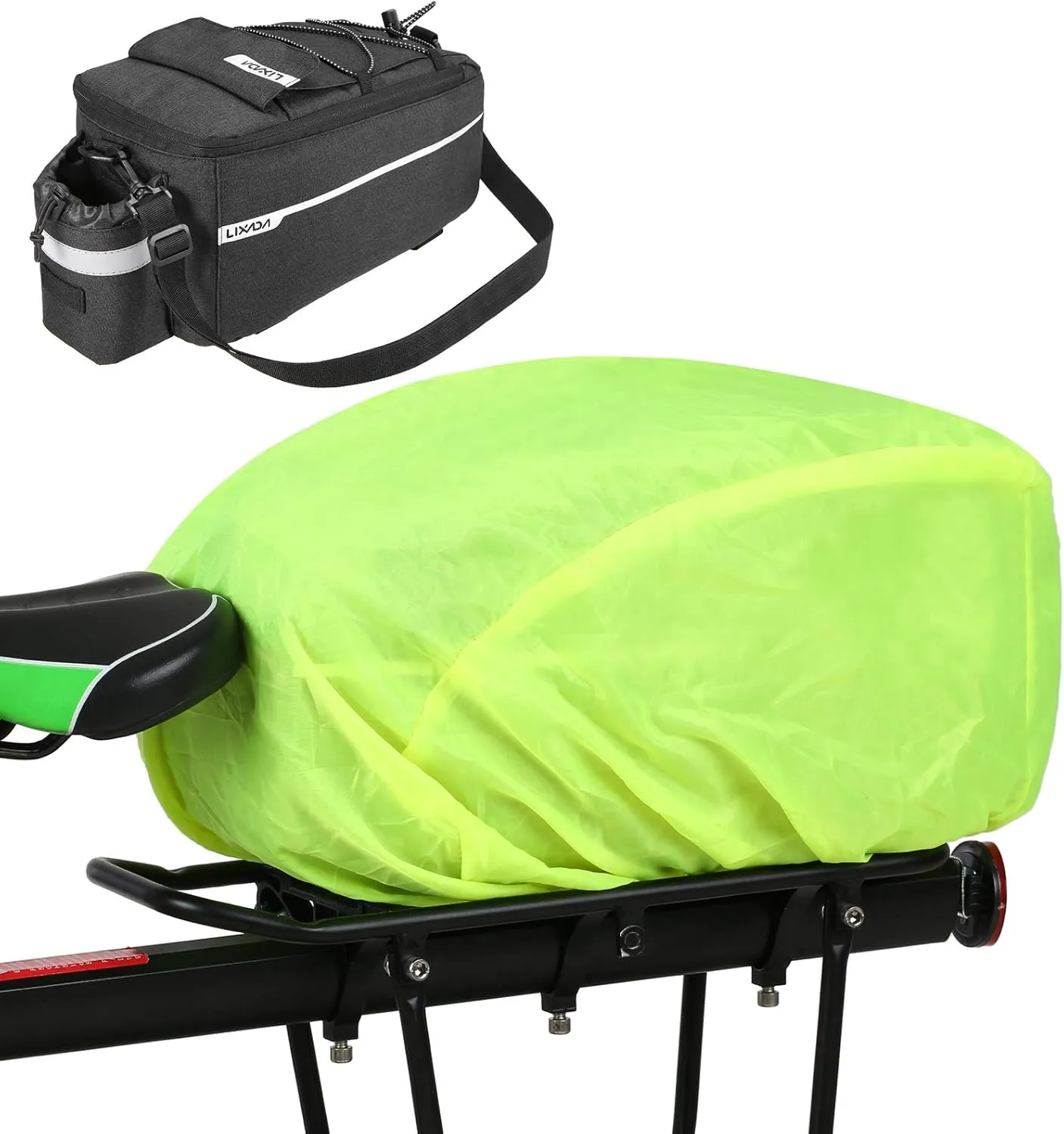 Lixada Bicycle Pannier Bag with Rain Cover, Bicycle Seat Multifunctional Insulated Trunk Cooler Bag, Shoulder Bag, 29 * 16 * 17cm