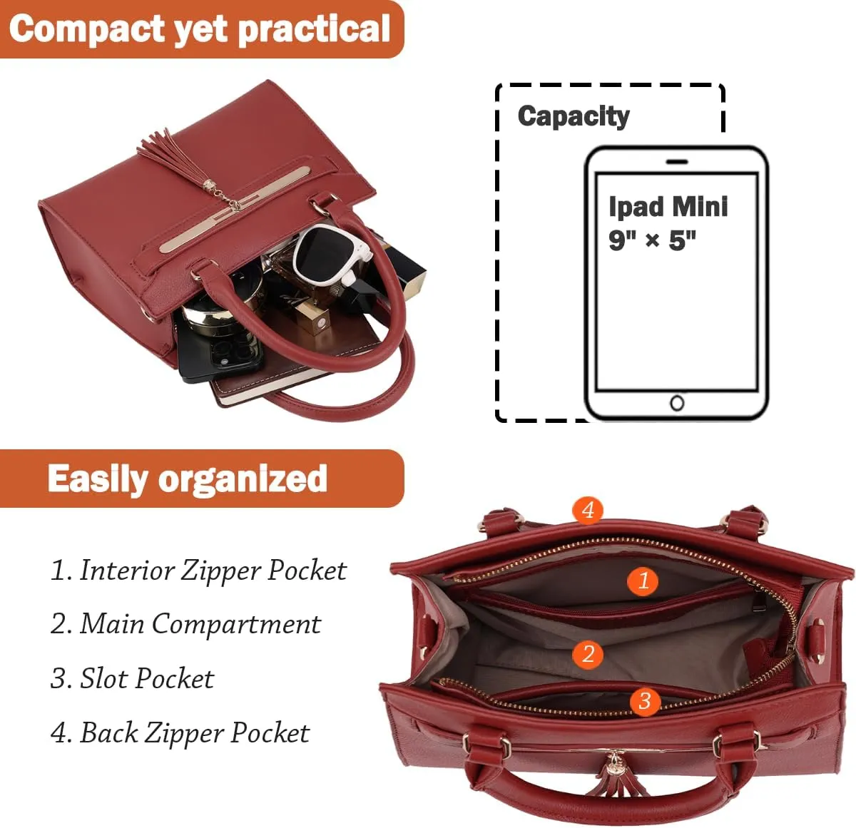 LJOSEIND Small Satchel Purses for Women - Fashionable Handbags, Top Handle Crossbody Bags with Adjustable Strap