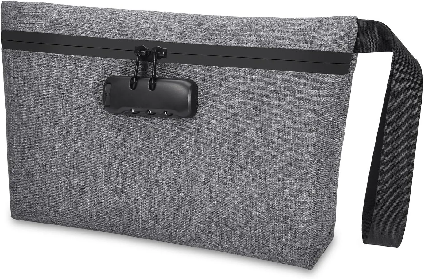 LOFICOPER Money Bag with Lock, Lockable Cash Bag, Waterproof Bank Bags with Zipper and Lock, for Cash, Phone, Keys, Credit Cards, Gray