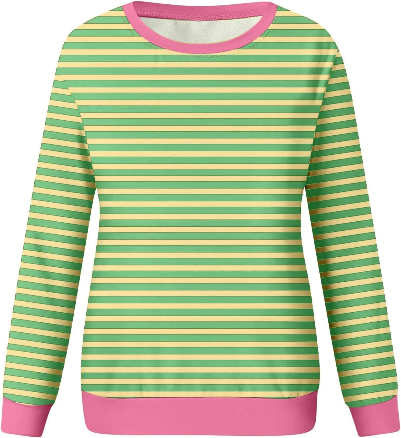 Long Sleeve T Shirts for Women Crewneck Causal Striped Blouse Tops Fall Fashion Vacation Pullover Ladies Clothes 2024