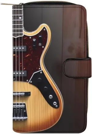 Long Wallet for Women Leather Wallet for Men Large Capacity Wristlet Wallets With 12 Card Holder Guitar Musical Instrument Change Purse