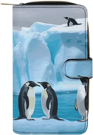 Long Wallet for Women Leather Wallet for Men Large Capacity Wristlet Wallets With 12 Card Holder The Iceberg Change Purse