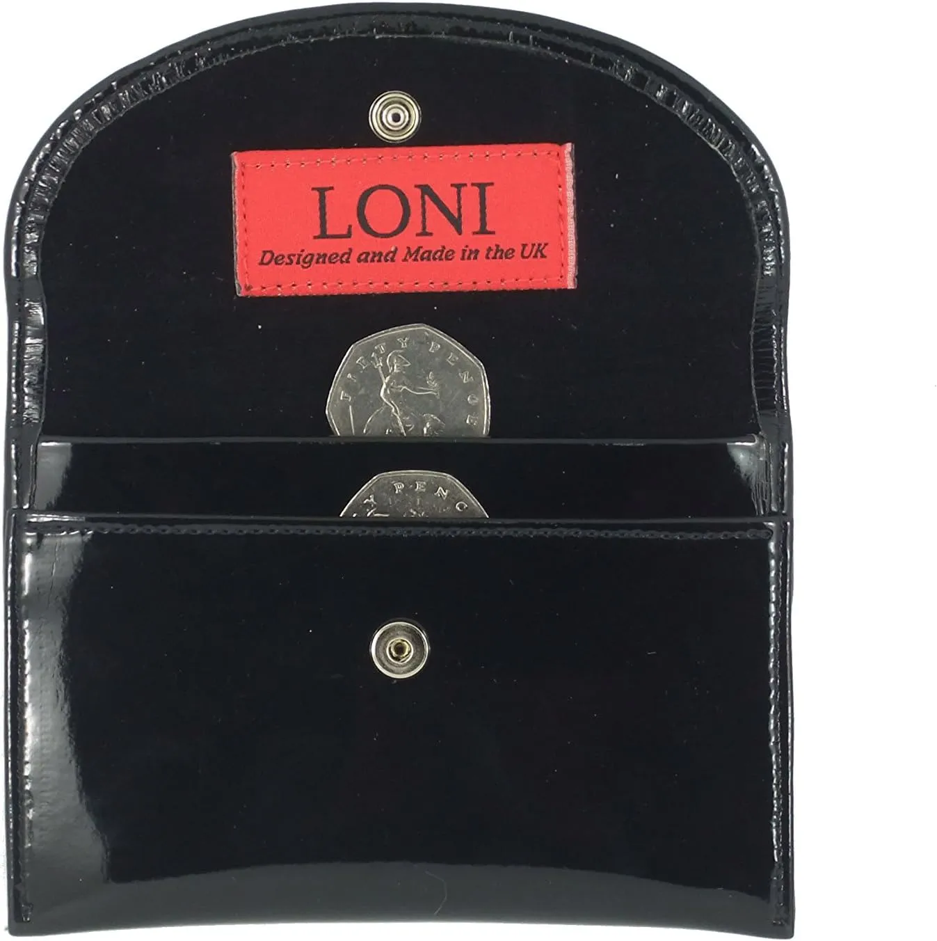 LONI Ladies Faux Patent Leather Wallet Clutch Bag Purse Coin Pouch in Hot Pink