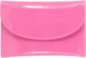 LONI Ladies Faux Patent Leather Wallet Clutch Bag Purse Coin Pouch in Hot Pink