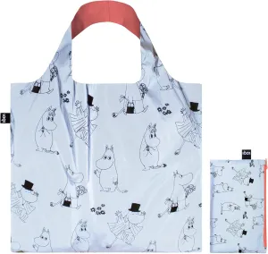 LOQI Moomin Family Pattern Tote Bag, Gray, 19.7 x 16.5 inches, Adult Women, Everyday Use