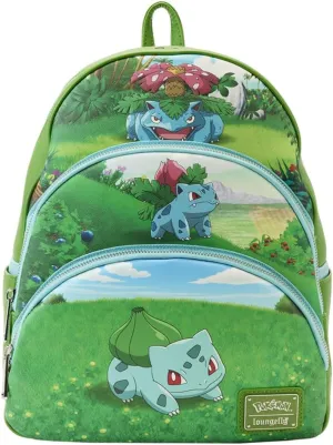 Loungefly Pokemon Bulbasaur Evolutions Triple Pocket Backpack | Grass Type Starter Ivysaur Venusaur