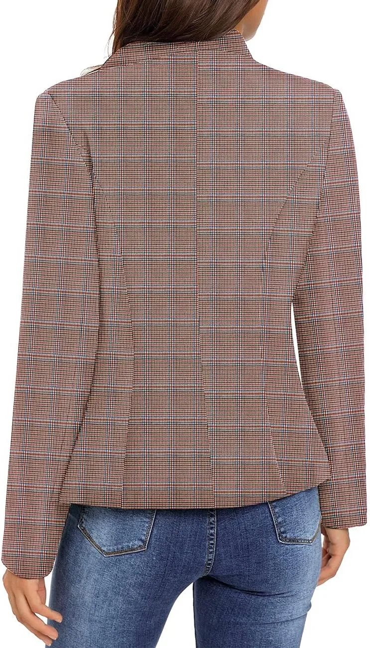 luvamia Women's Open Front Long Sleeves Work Blazer Casual Buttons Jacket Suit