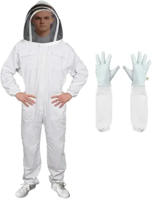 Luwint Bee Suits for Men Sting Proof, Full Body Protection Beekeeping Beekeeper Suit with Gloves and Ventilated Veil Hood (5'9''-5'11'' Height)