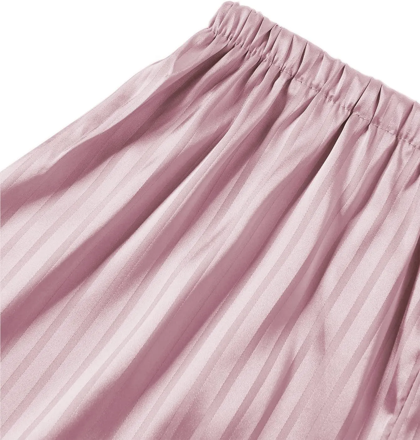 LYANER Women's Striped Silky Satin Pajamas Short Sleeve Top with Shorts Sleepwear PJ Set