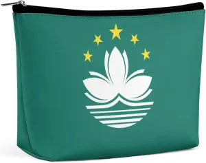 Macau Flag Travel Friendly Makeup Bag Compact Waterproof Cosmetic Pouch Organizer for Women