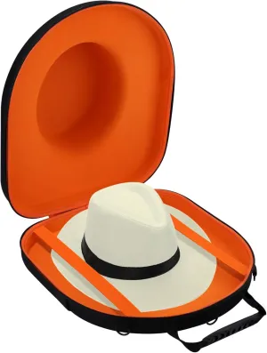 Macoda Hat Holder for Travel – Travel Hat Case with Tablet Pocket, Hat Box Travel, Carrier Case for Travel Protects up to 2-Equipped with a Carrying Handle, Shoulder & Luggage Strap (Orange)