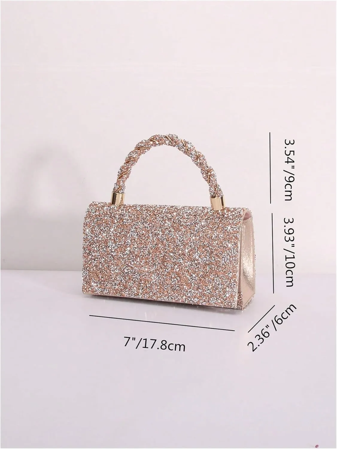 MakeMeChic Women's Evening Bags Glitter Top Handle Single Strap Clutch Handbag Mini Shoulder Bags