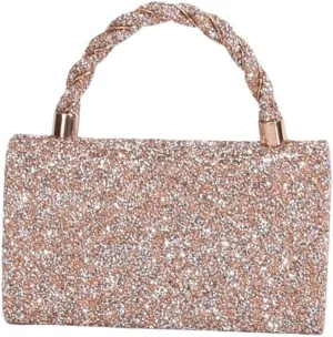 MakeMeChic Women's Evening Bags Glitter Top Handle Single Strap Clutch Handbag Mini Shoulder Bags