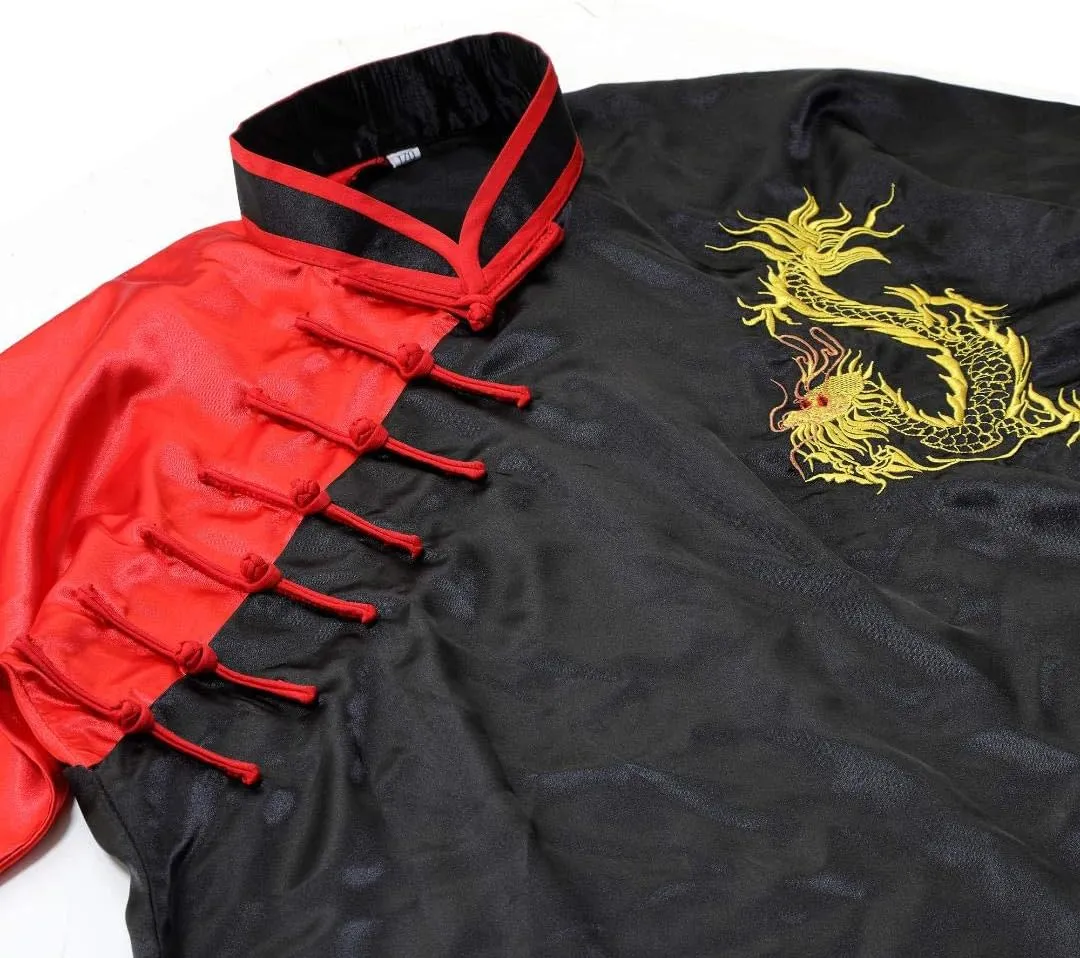 Martial Arts Competition Wushu Silk Uniform - Black/Red