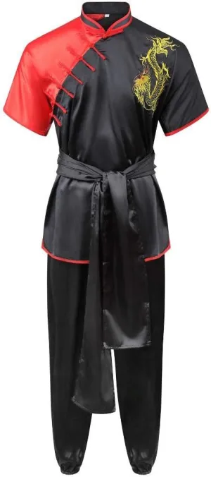 Martial Arts Competition Wushu Silk Uniform - Black/Red