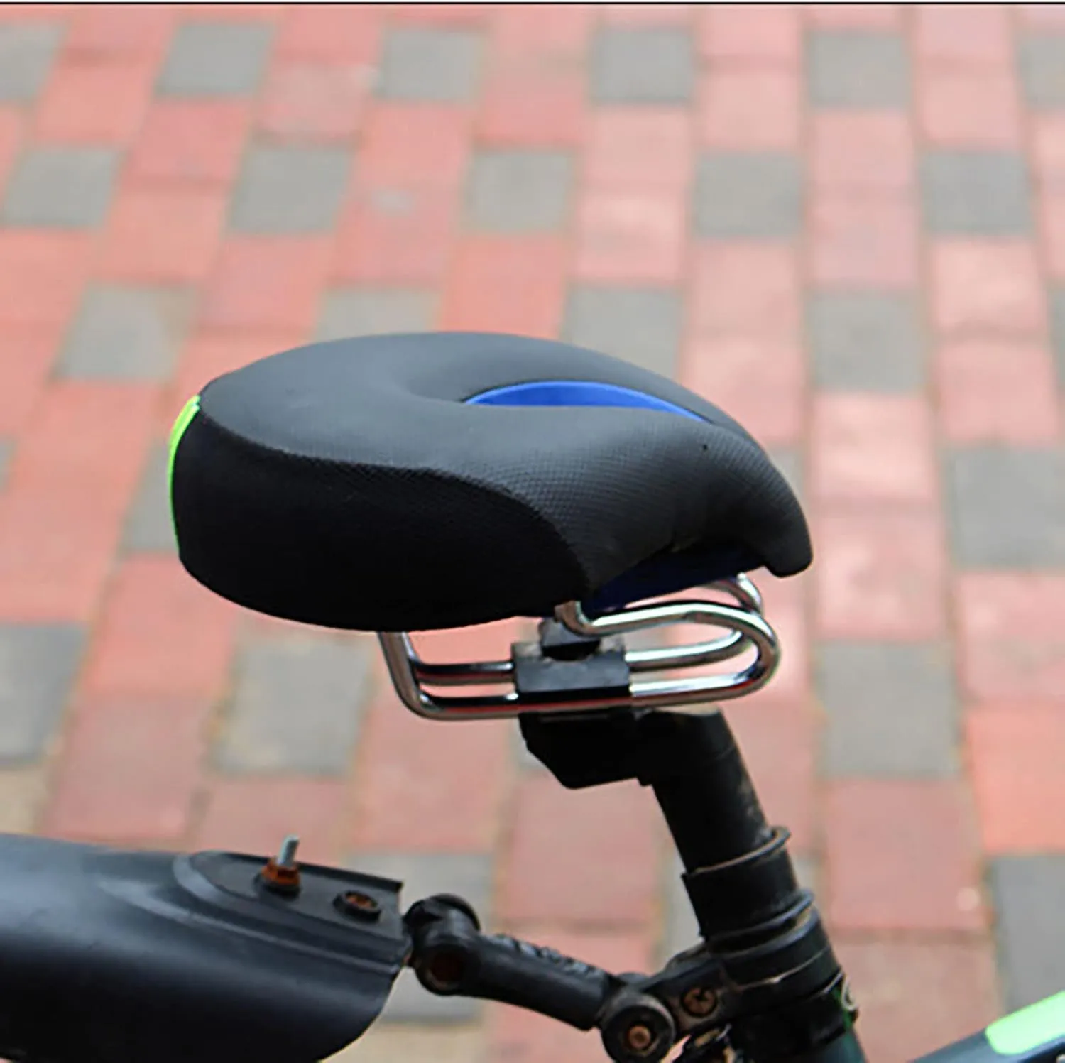 MBROS Bicycle Noseless Saddle, Thickened Saddle, Ergonomically Designed Seat Cushion, Dirt Resistant and Breathable, for Mountain Biking (Color : Blue)