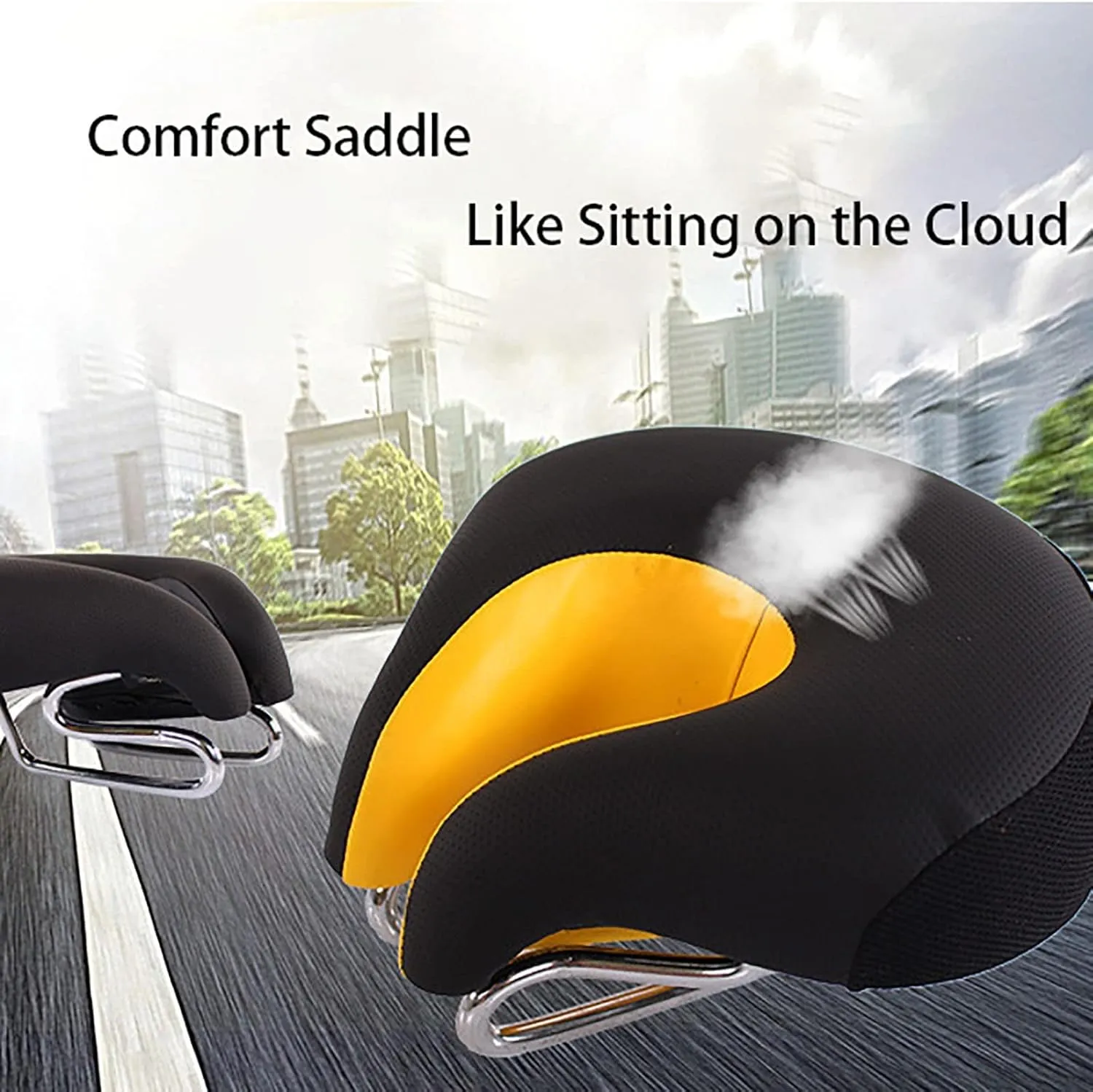 MBROS Bicycle Noseless Saddle, Thickened Saddle, Ergonomically Designed Seat Cushion, Dirt Resistant and Breathable, for Mountain Biking (Color : Blue)