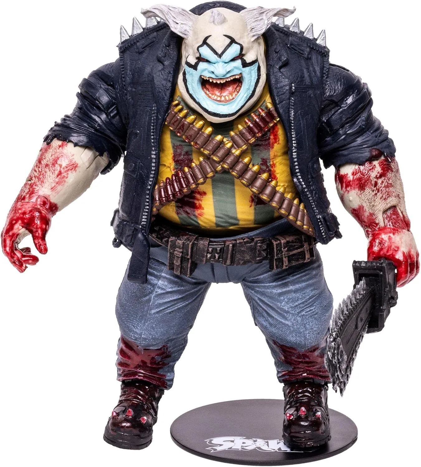McFarlane Toys, Spawn Comic 7-inch The Clown (Bloody) Deluxe Spawn Action Figure with 22 Moving Parts, Collectible DC Figure with Accessories and Collectors Stand Base – Ages 12 